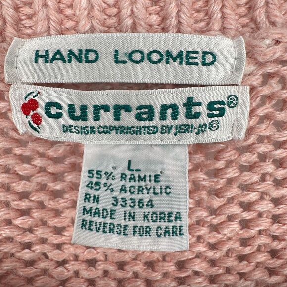 Vintage Currants Womens Knit Sweater Size L Pink Hand Loomed Fair Isle Icelandic - Picture 5 of 8